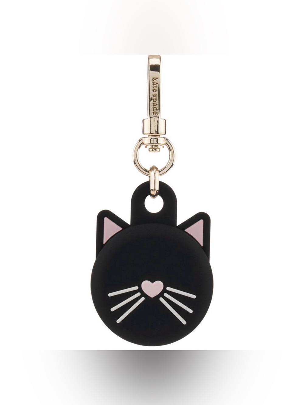 kate spade Black Cat Silicone Pet Tag Holder with Pink Accent